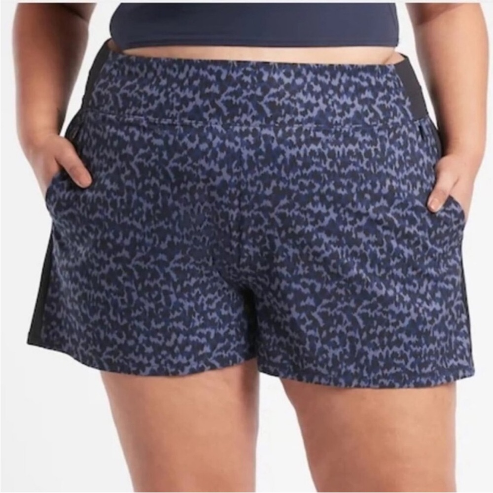 Athleta Navy Blue Patterned Athletic Shorts